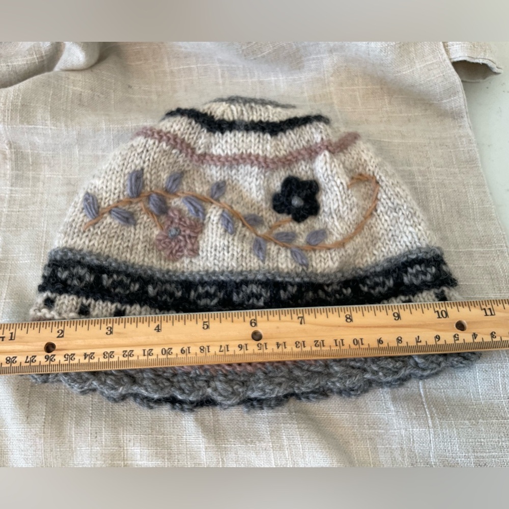 FEELGOODZ 100% Wool Embroidered Knit Beanie/Winter Hat - One Size Fits Most - Picture 4 of 12
